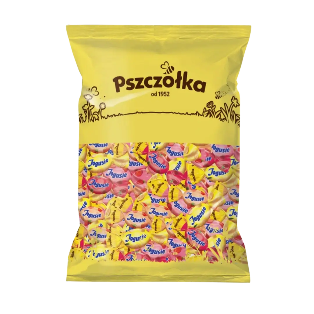Saldainiai jogurtinė karamelė Jogusie, bonboni sveriami saldainiai, saldainių maišas 1 kg