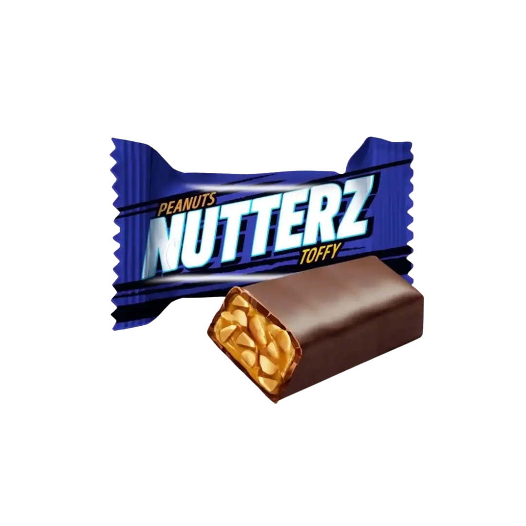 Sveriami bonboni saldainiai AIM NUTTERZ PEANUTS TOFFY, saldainiai su karamele ir riešutais