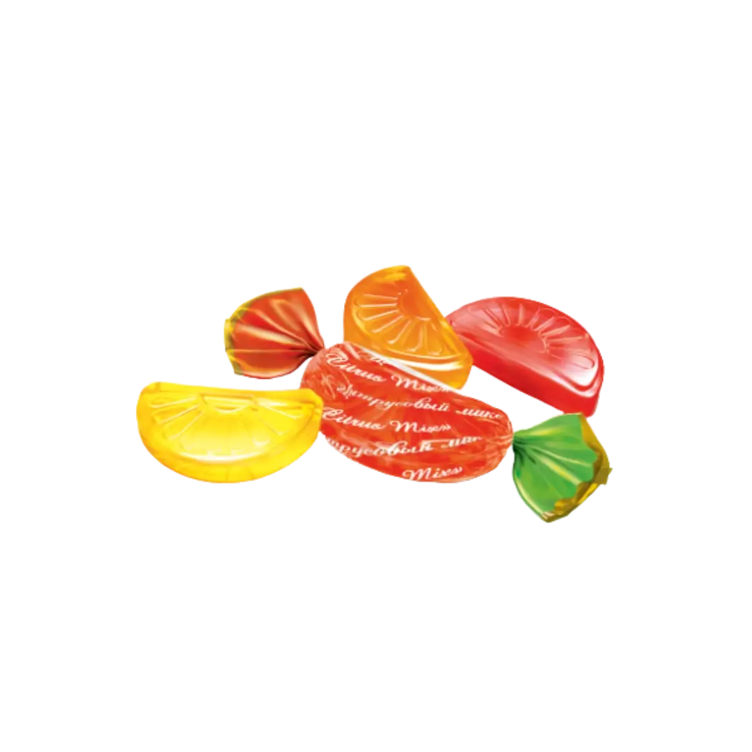 Saldainiai citrininė karamelė Citrus Mix, ROSHEN, saldainiai su popieriuku ir be, bonboni sveriami saldainiai