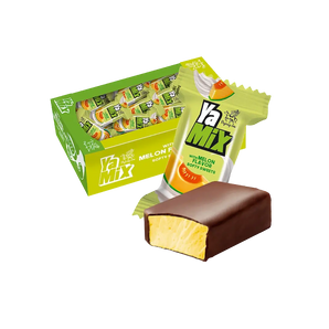 Sveriami bonboni saldainiai YA MIX AIM, melionių skonio želė saldainiai, dėžė su saldainiai