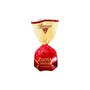 Šokoladiniai saldainiai Golden Cherry, SOLIDARNOSC, saldainis raudoname įpakavime, bonboni sveriami saldainiai
