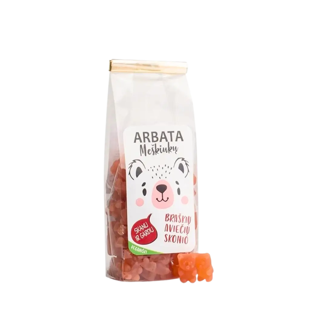 Tirpi arbata braškių ir aviečių skonio MEŠKIUKAI, 125 g
