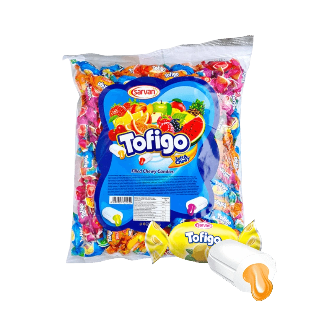 Tofigo – kramtomieji saldainiai su įvairių vaisių skonio įdaru, 1 kg.