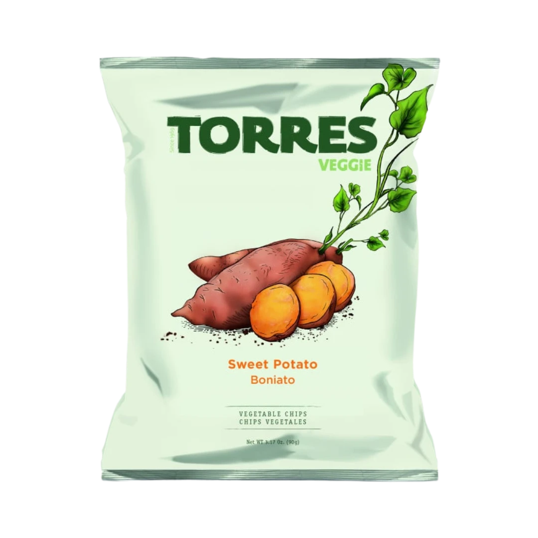 Saldžių bulvių traškučiai VEGGIE TORRES, 90 g