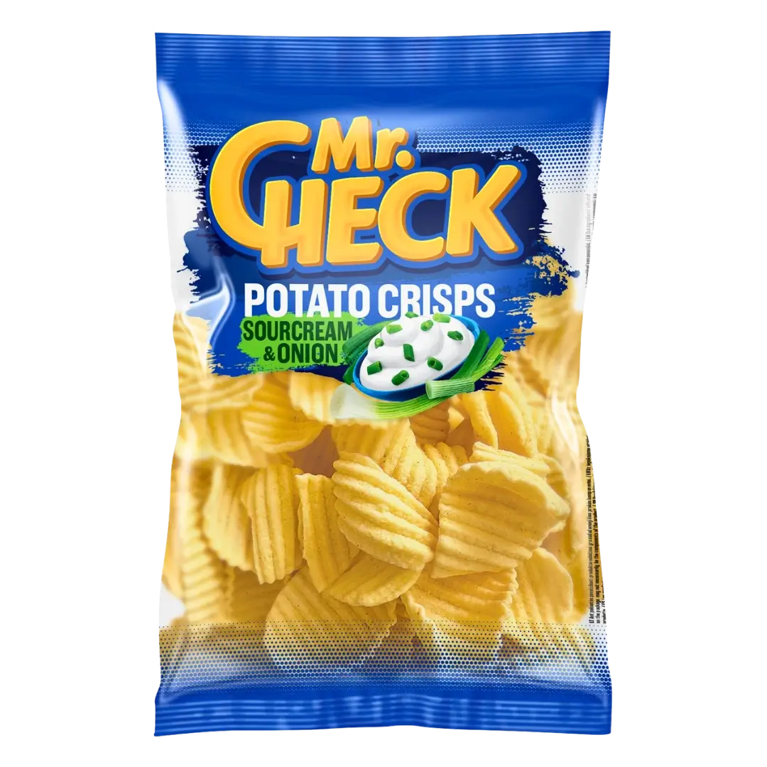 Bulvių traškučiai grietinės ir svogūnų skonio MR. CHECK, 90 g