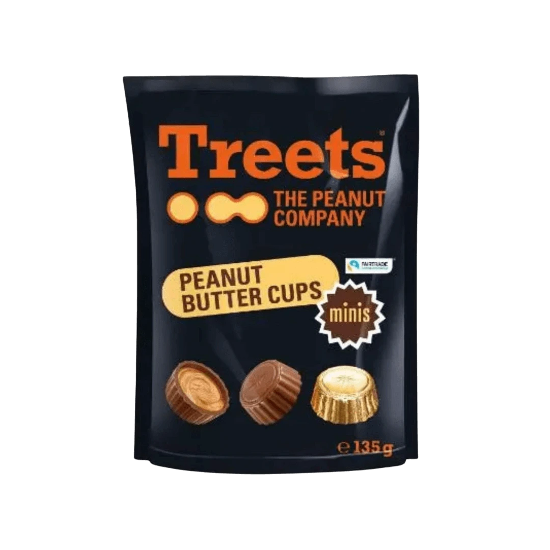 Treets Peanut Butter Cups Minis“ – pieniško šokolado saldainiai su žemės riešutų kremu