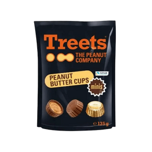 Treets Peanut Butter Cups Minis“ – pieniško šokolado saldainiai su žemės riešutų kremu