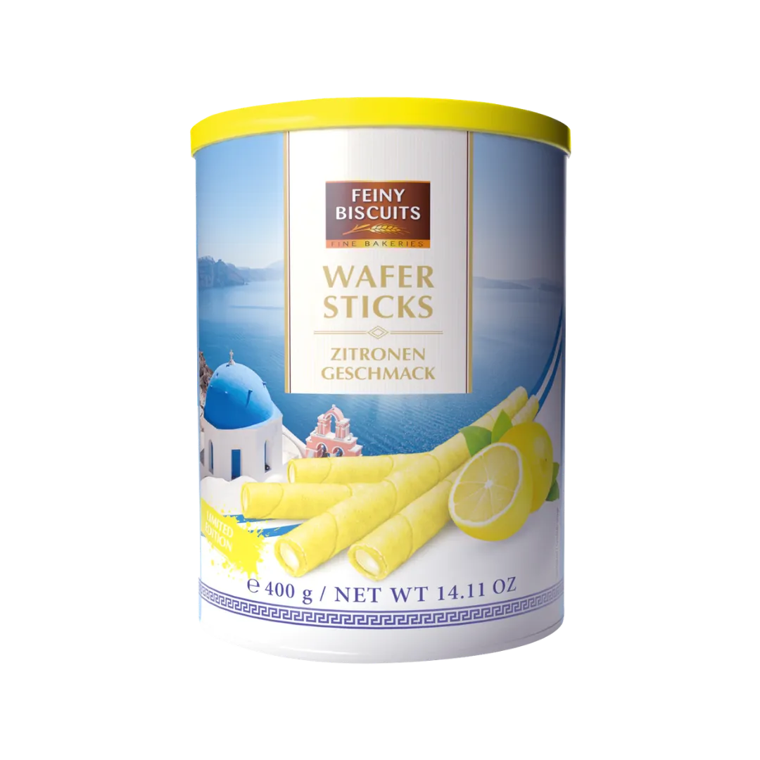 Vafliniai vamzdeliai su citrininiu kremu WAFER STICKS, FEINY BISCUITS, 400 g