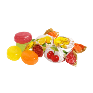 ROSHEN vaisinės karamelės „Bonbonita Fruits“ su citrinos, vyšnios, apelsino ir obuolio skoniais