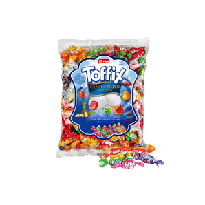 Vaisinių įdarų saldainiai „Toffix Mix“ pakuotė