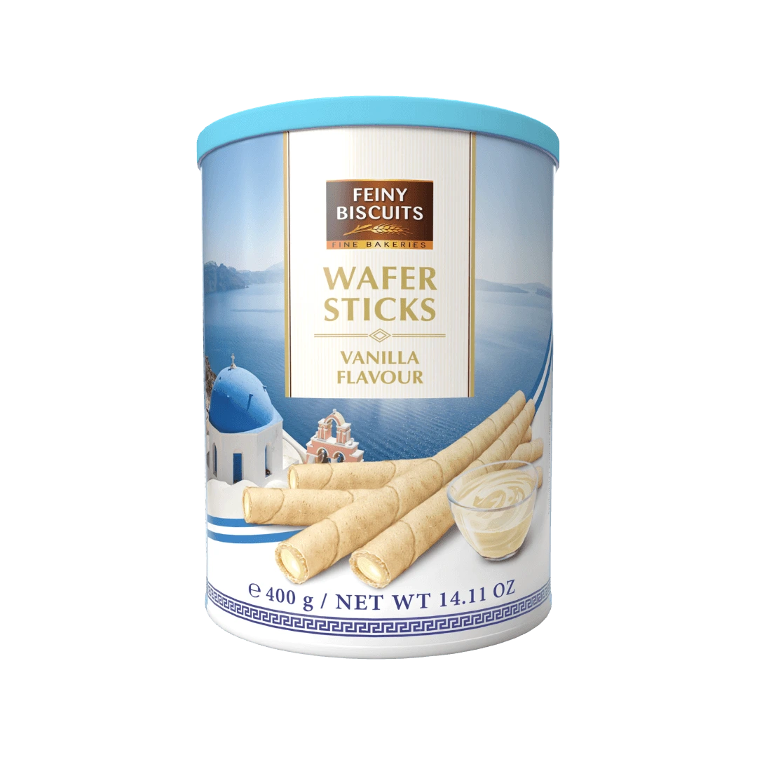 Vafliniai vamzdeliai su vaniliniu kremu WAFER STICKS, FEINY BISCUITS, 400 g