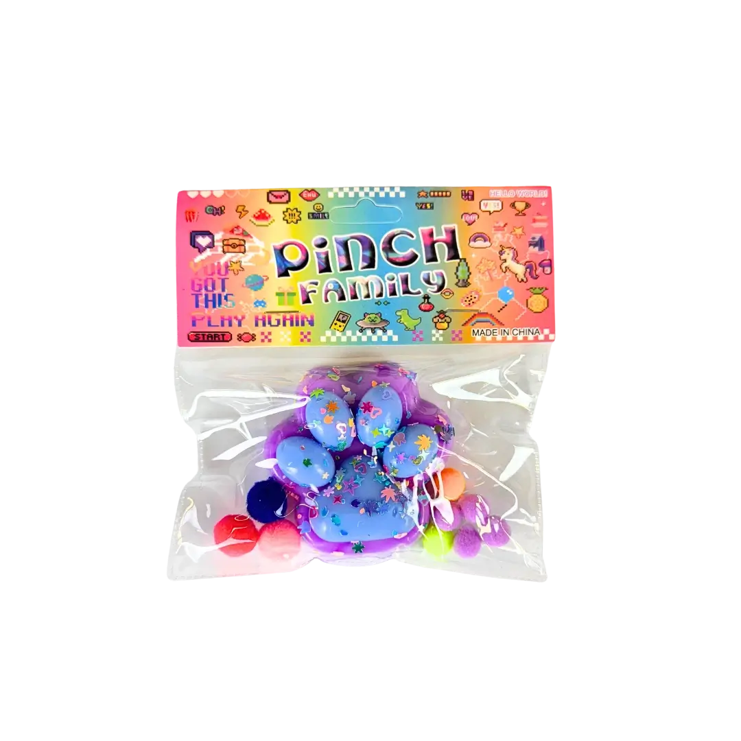 Žaislas minkoma pėdutė maža, mėlyna ir violetinė