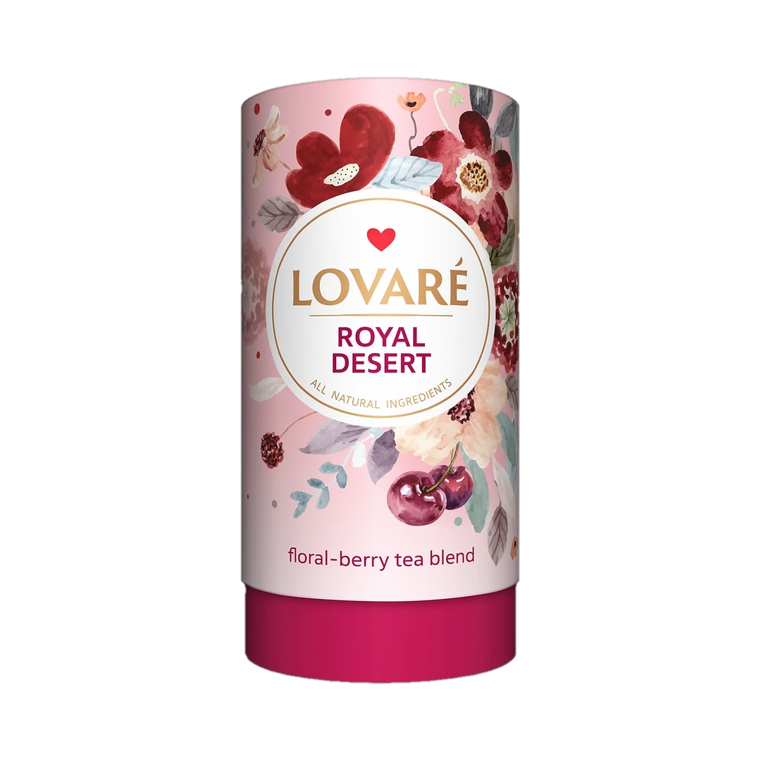 Žalioji ir juodoji arbata su vynuogių ir vaisių natomis ROYAL DESERT, LOVARE, 80 g