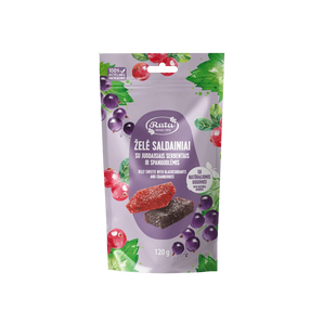 Želė saldainiai su juodaisiais serbentais ir spanguolėmis, 120 g